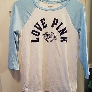 Pink Victoria Secret Raglan Baseball Tshirt